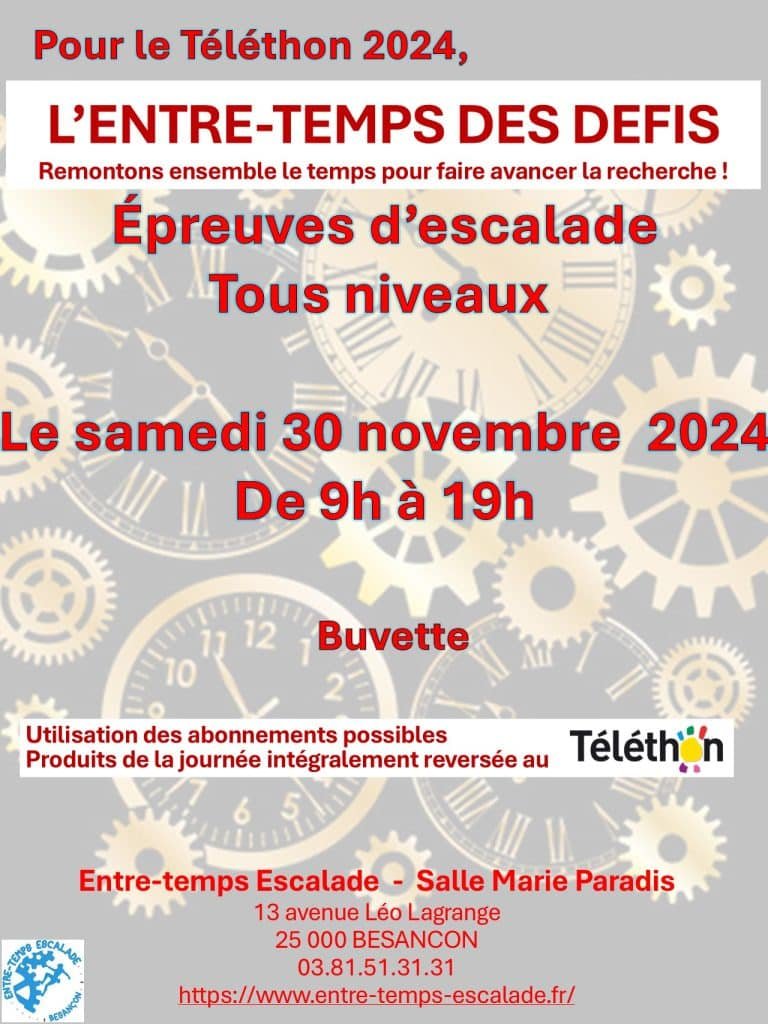 Le Téléthon, samedi 30 novembre ! 🧗♀️🎉 1 ETE TELETHON 2024