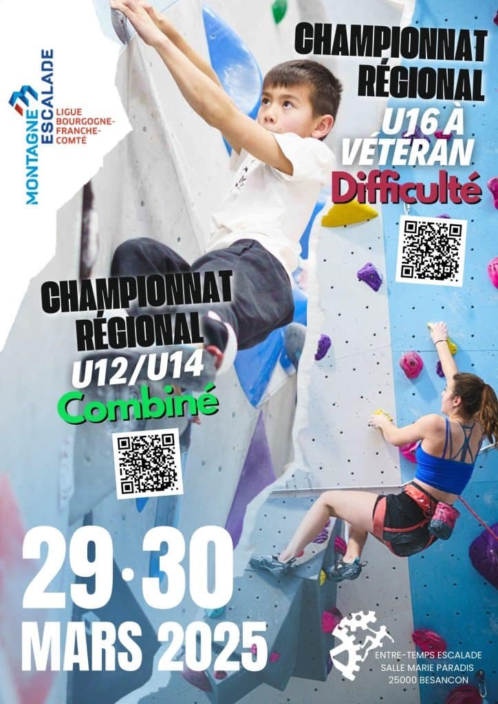 Championnats régionaux de combiné U12/U14 et de difficulté de U16 à Vétérans 1 AFFICHE A4 Region 29 et 30 mars