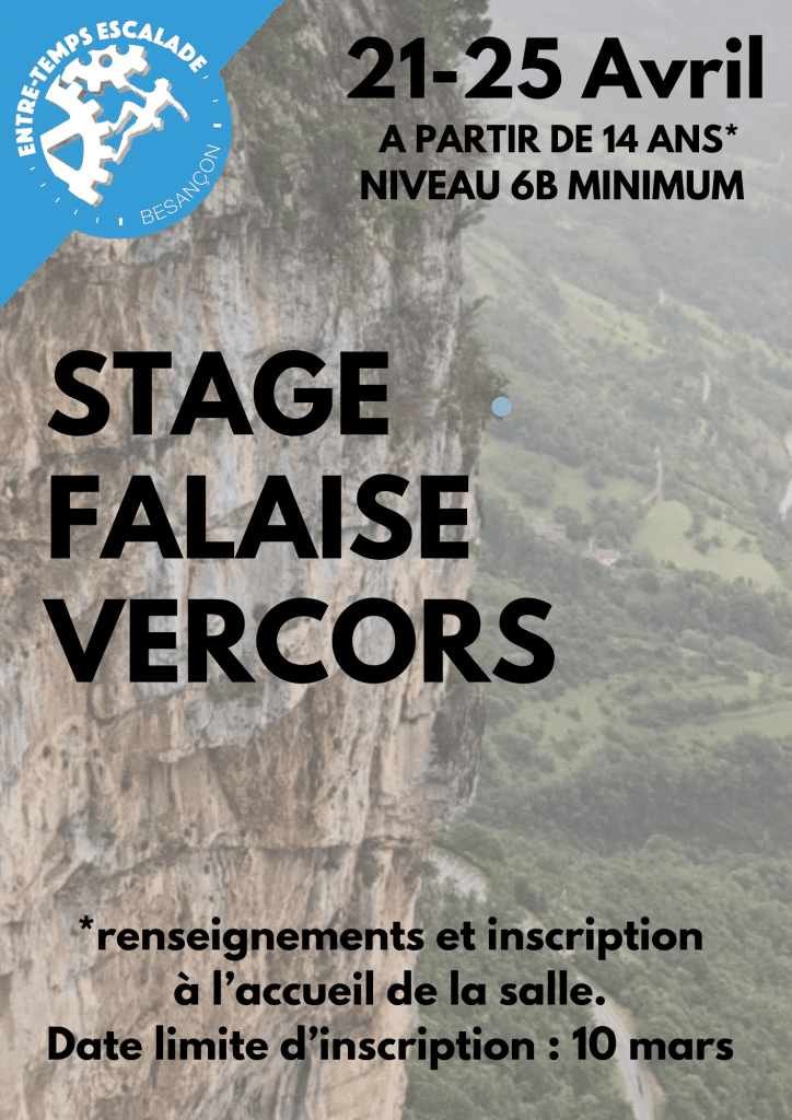 Stage Escalade Falaise Jeunes dans le Vercors 1 AFFICHE SALLE stage vercors