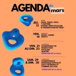 Tous les événements de mars à la salle !