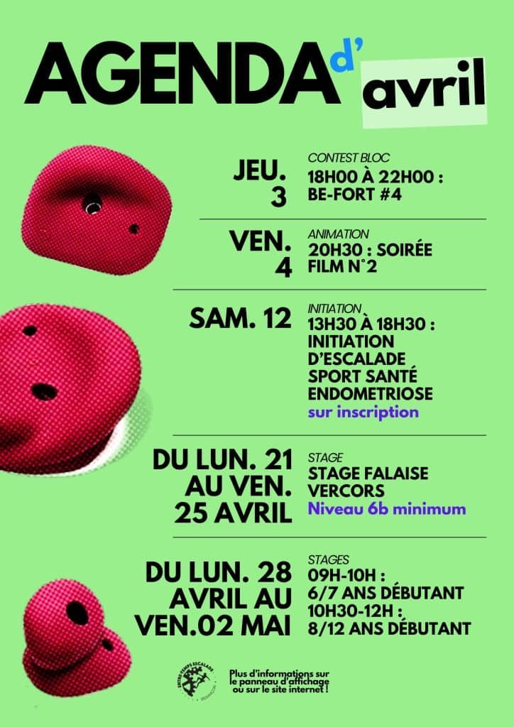 L'Agenda du mois : Avril 1 AFFICHE A4 SALLE FB agenda mois