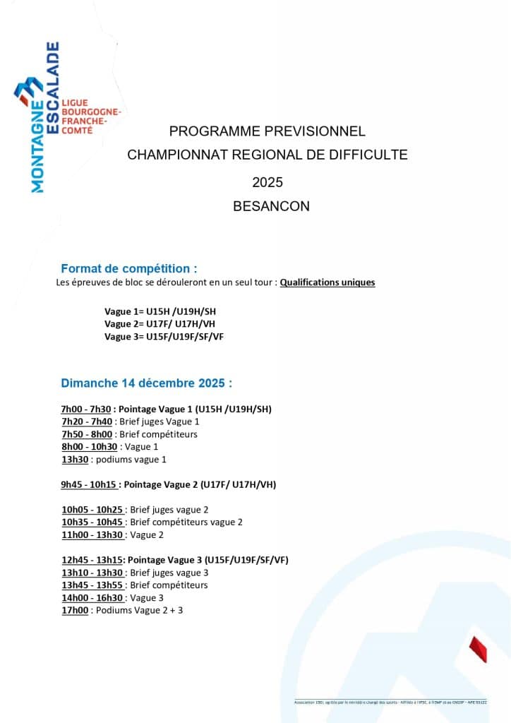 Championnat régional de bloc - U15 à vétéran - 14 décembre 2025 1 programme previ page 0001